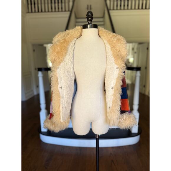 SOLD---VTG 70s Patchwork Suede Penny Lane Afghan Jacket Hippie Boho Fall Winter - Picture 8 of 13